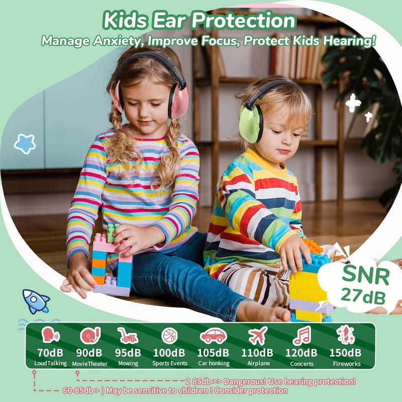 MelonArt Noise Cancelling Headphones for Kid Adult, 3PCS Kids Ear Hearing Protection 27dB Noise Reduction Earmuffs for Autism Sensory Toddler Soundproof Headphones for Shooting/Monster Truck/Concert - Image 2